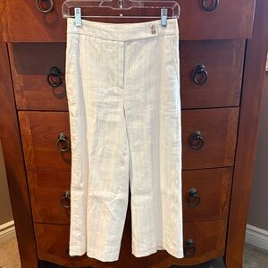 White House Black Market Cream White Pinstripe Wide-Leg Pants